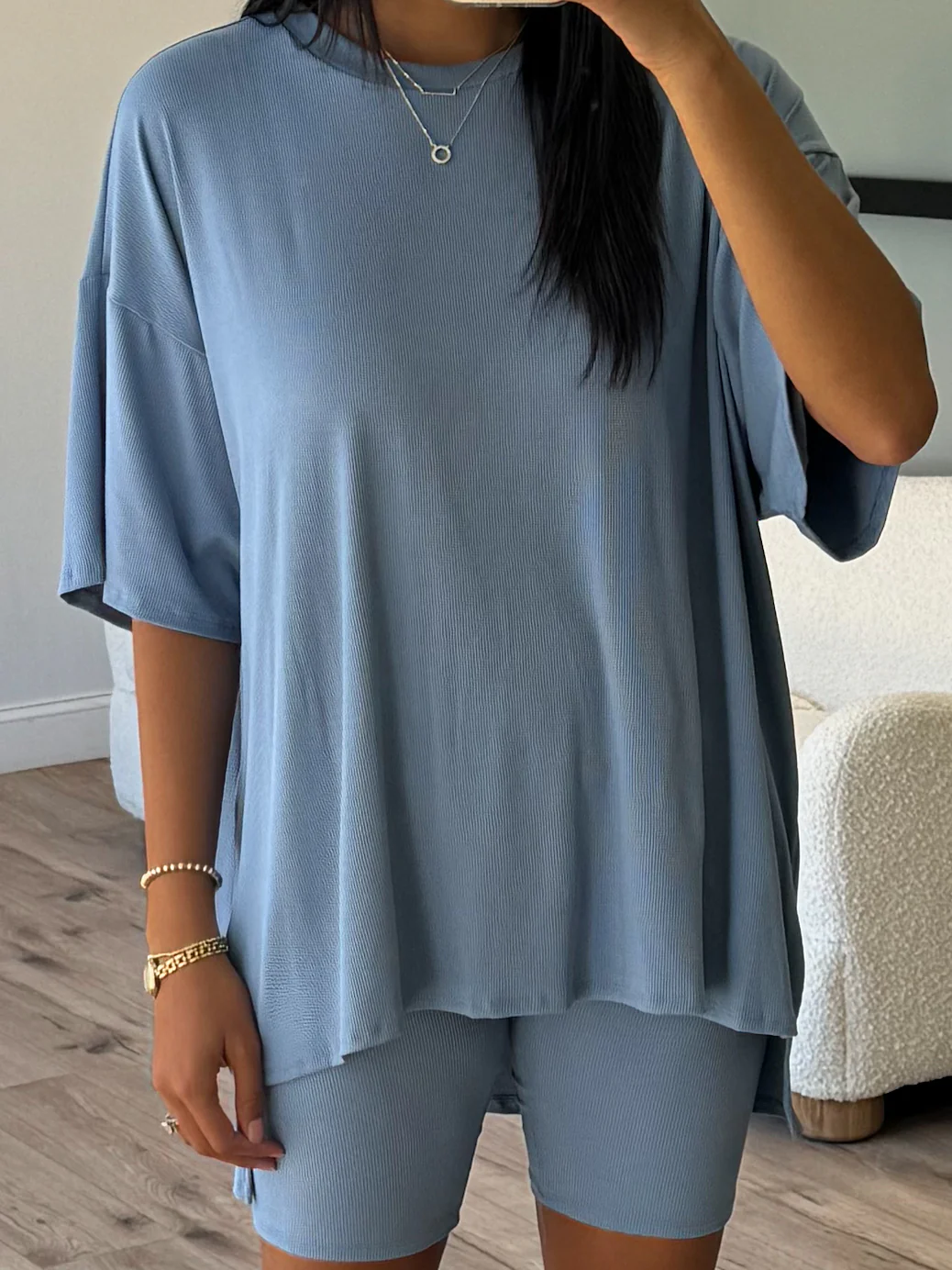 Novi Ribbed Tee + Shorts Set | Denim | +Plus Available | RESTOCK - Image 8