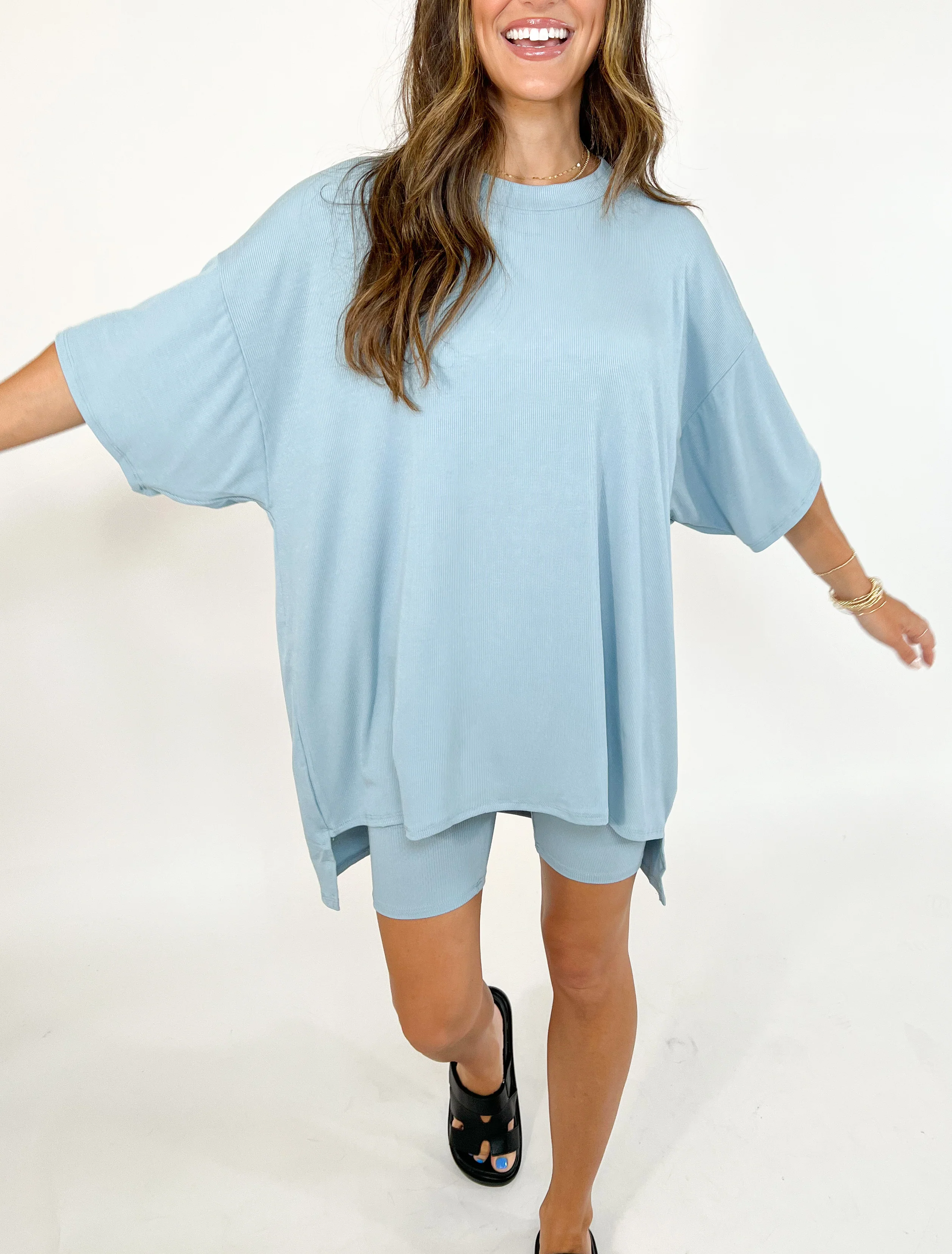 Novi Ribbed Tee + Shorts Set | Sky Blue | +Plus Available | RESTOCK - Image 10