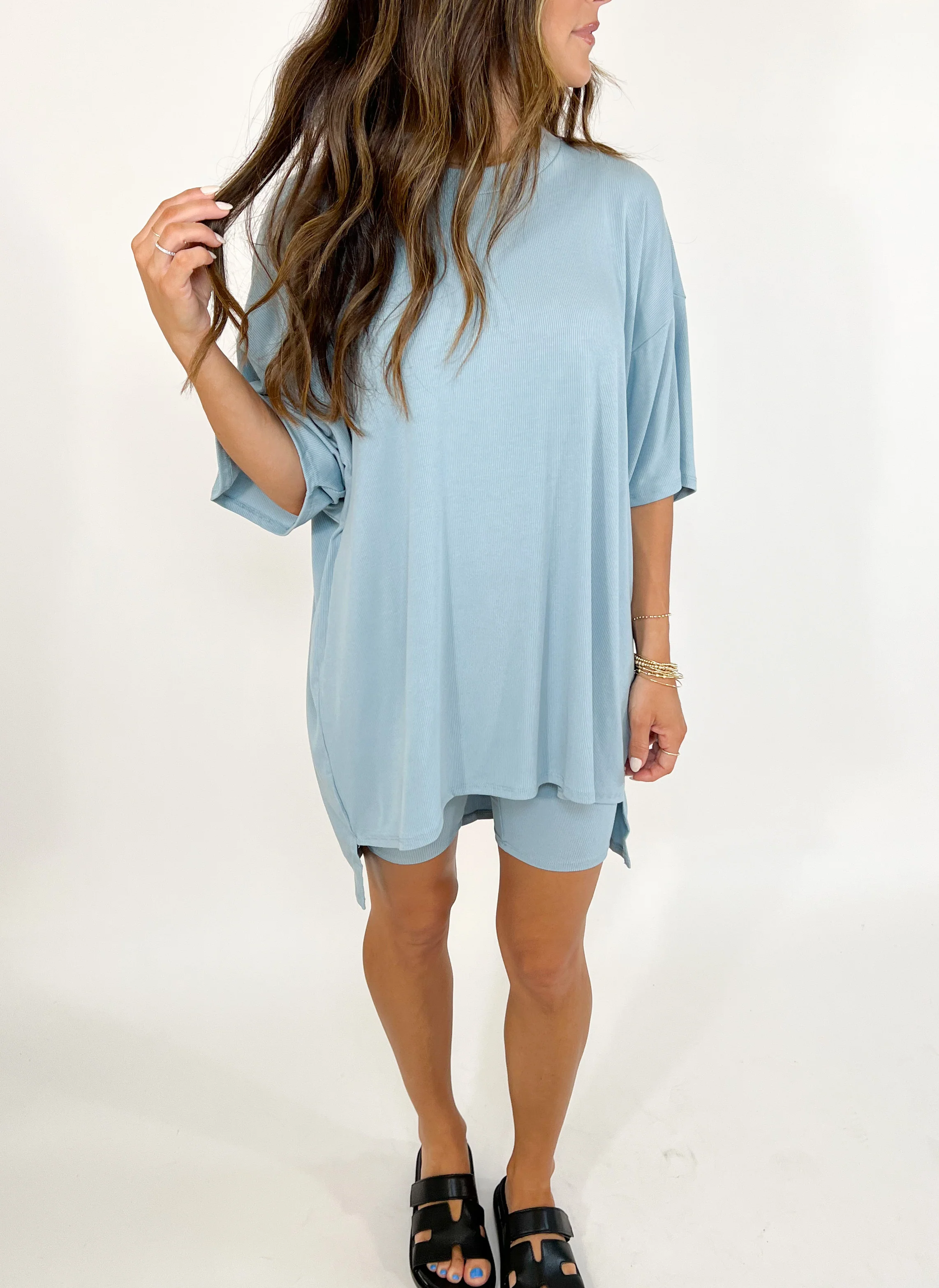 Novi Ribbed Tee + Shorts Set | Sky Blue | +Plus Available | RESTOCK - Image 13