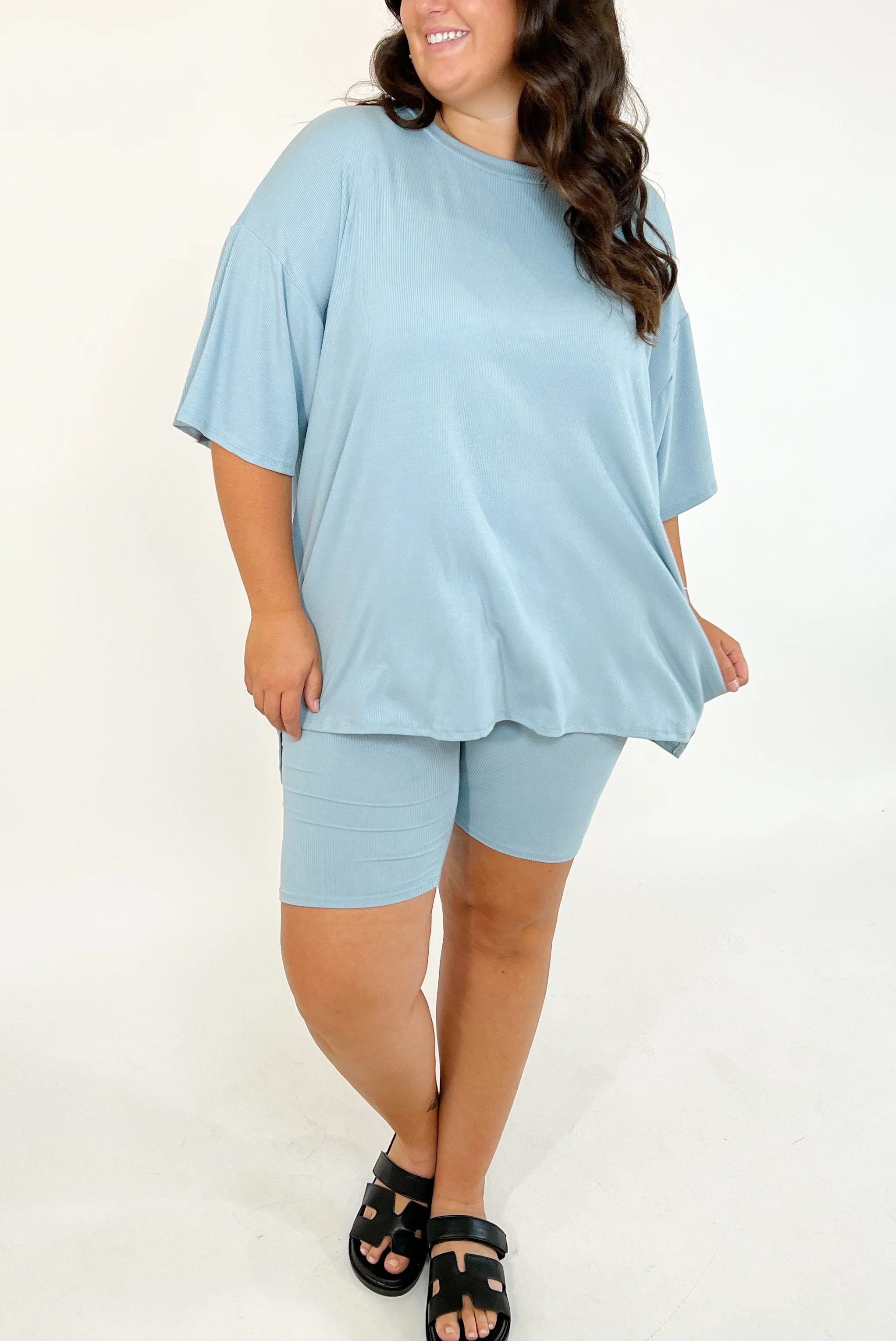Novi Ribbed Tee + Shorts Set | Sky Blue | +Plus Available | RESTOCK - Image 14