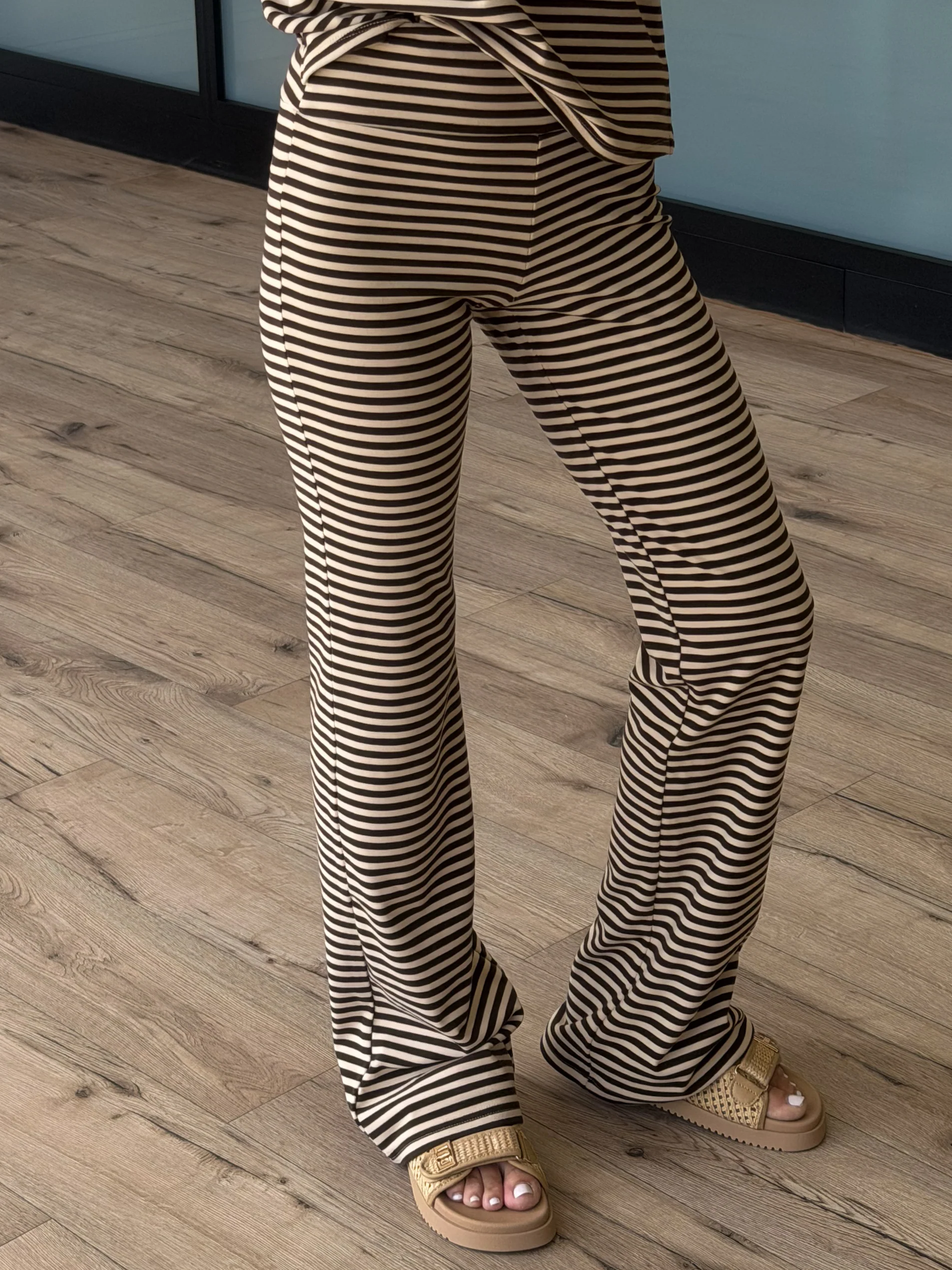 Miah Brush Knit Flare Pants | Chocolate