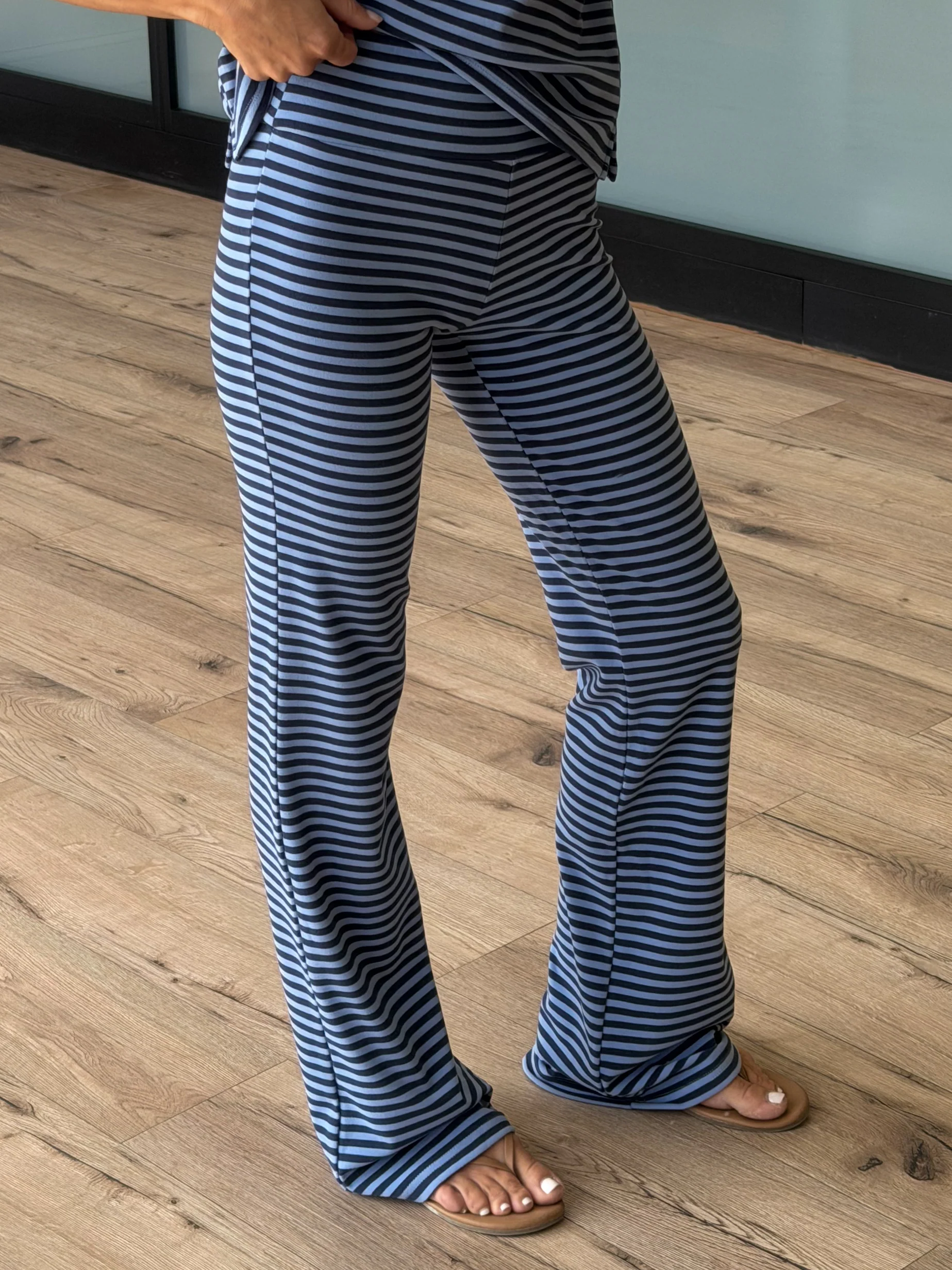 Miah Brush Knit Flare Pants | Midnight Tide