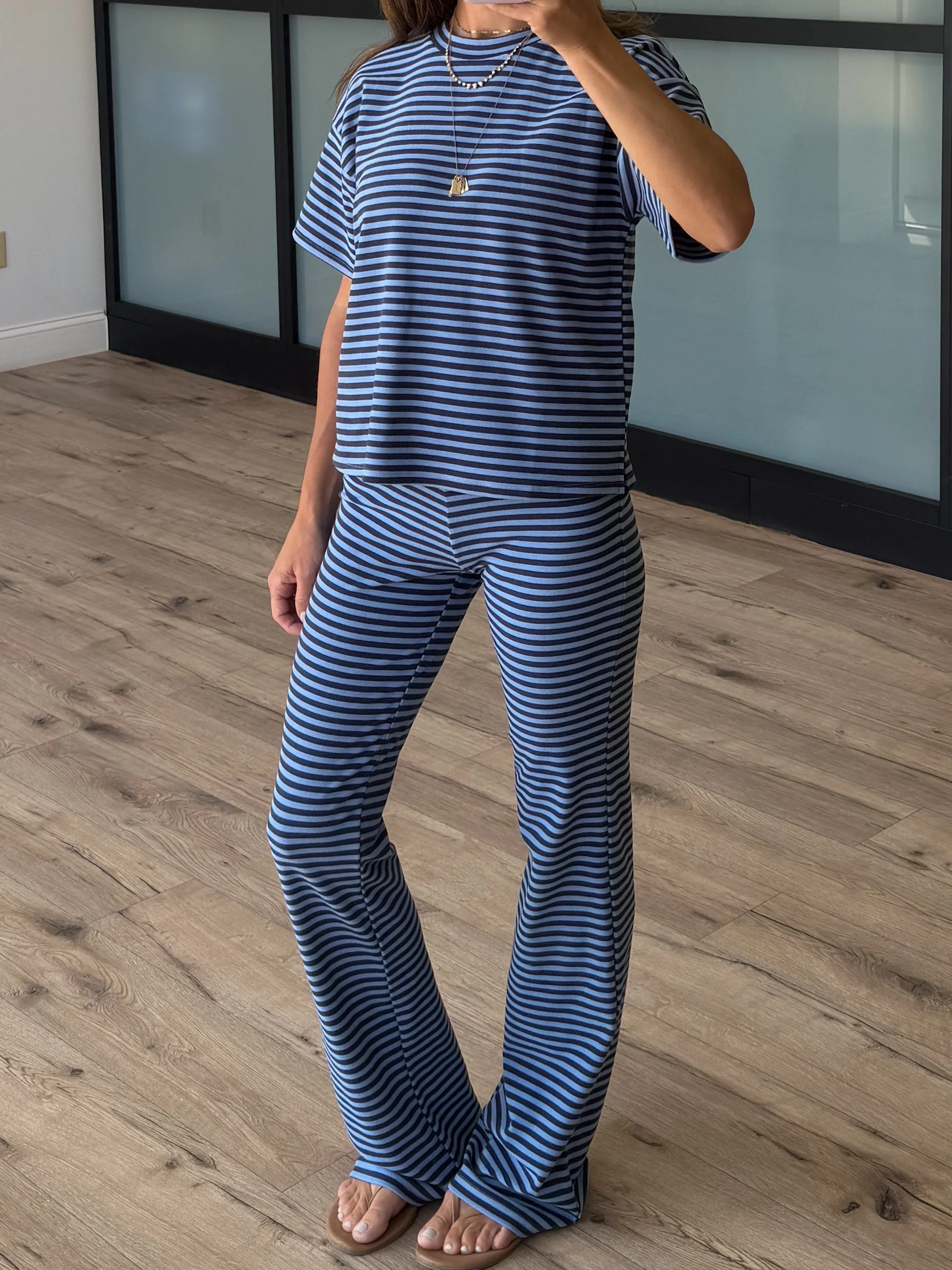 Miah Brush Knit Flare Pants | Midnight Tide - Image 4
