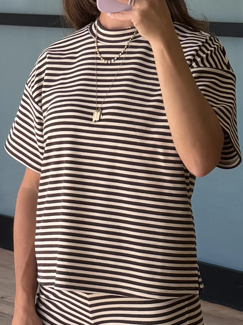 Miah Brush Knit Tee | Chocolate
