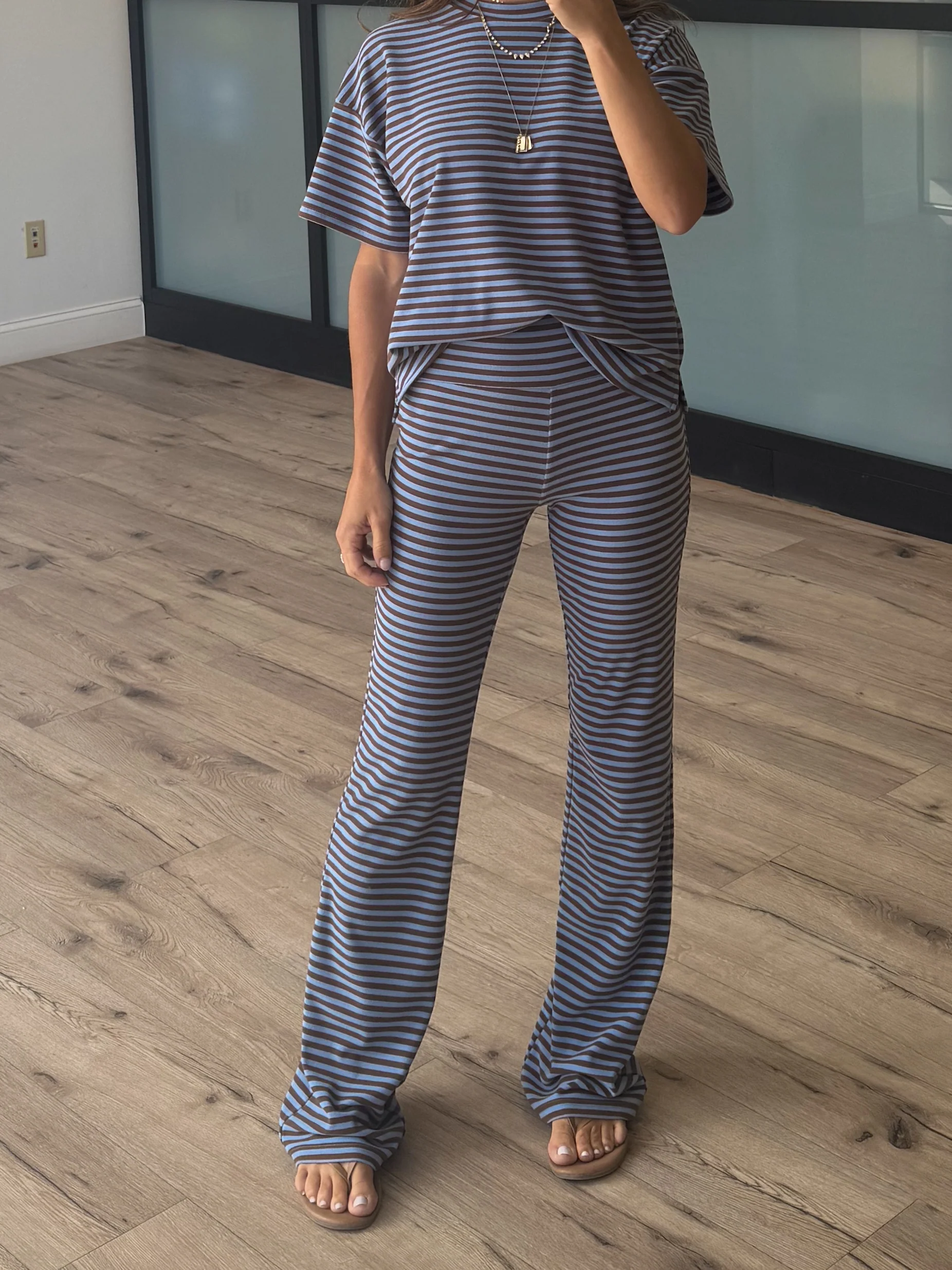 Miah Brush Knit Flare Pants | Lagoon - Image 3