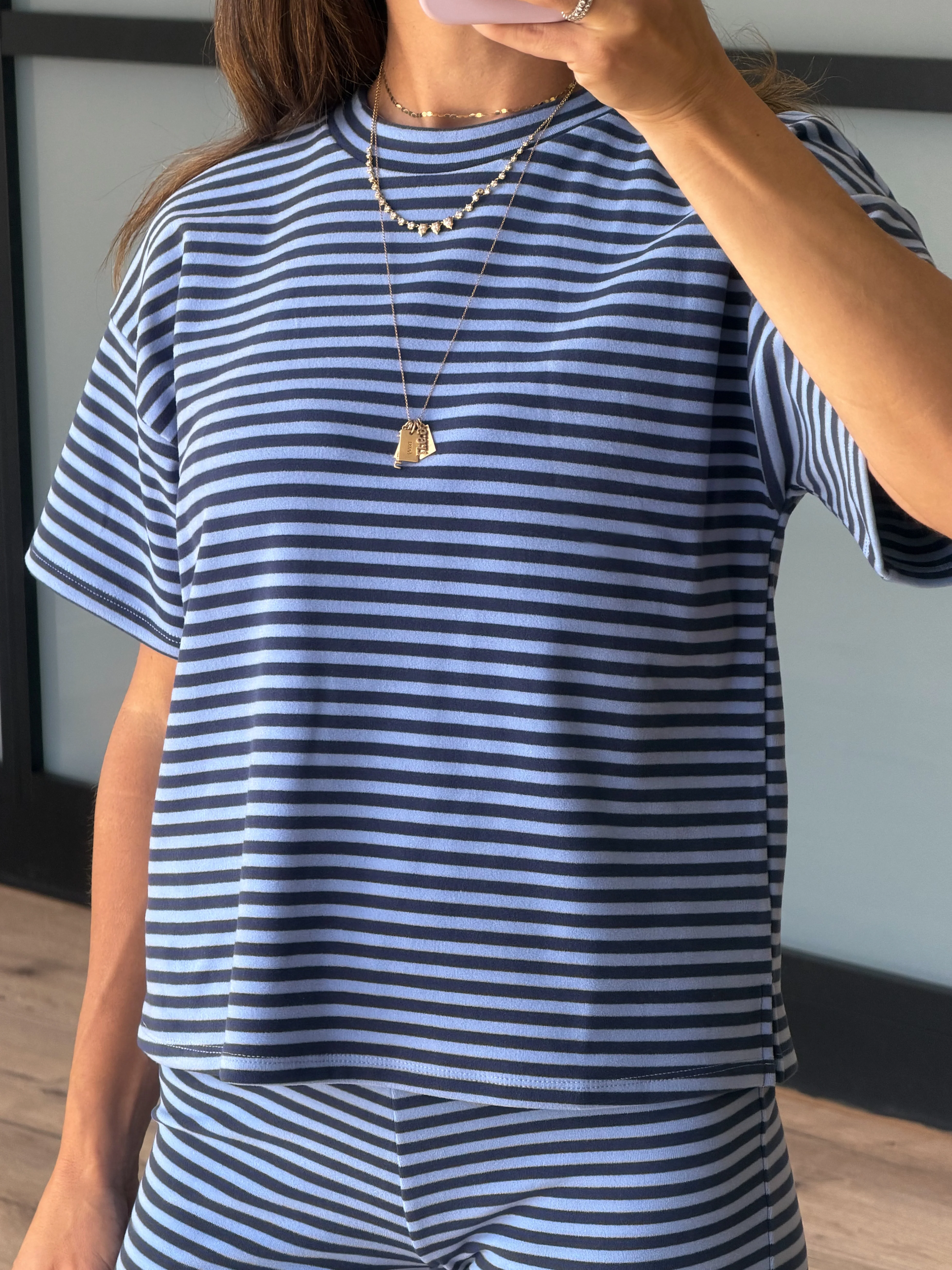 Miah Brush Knit Tee | Midnight Tide