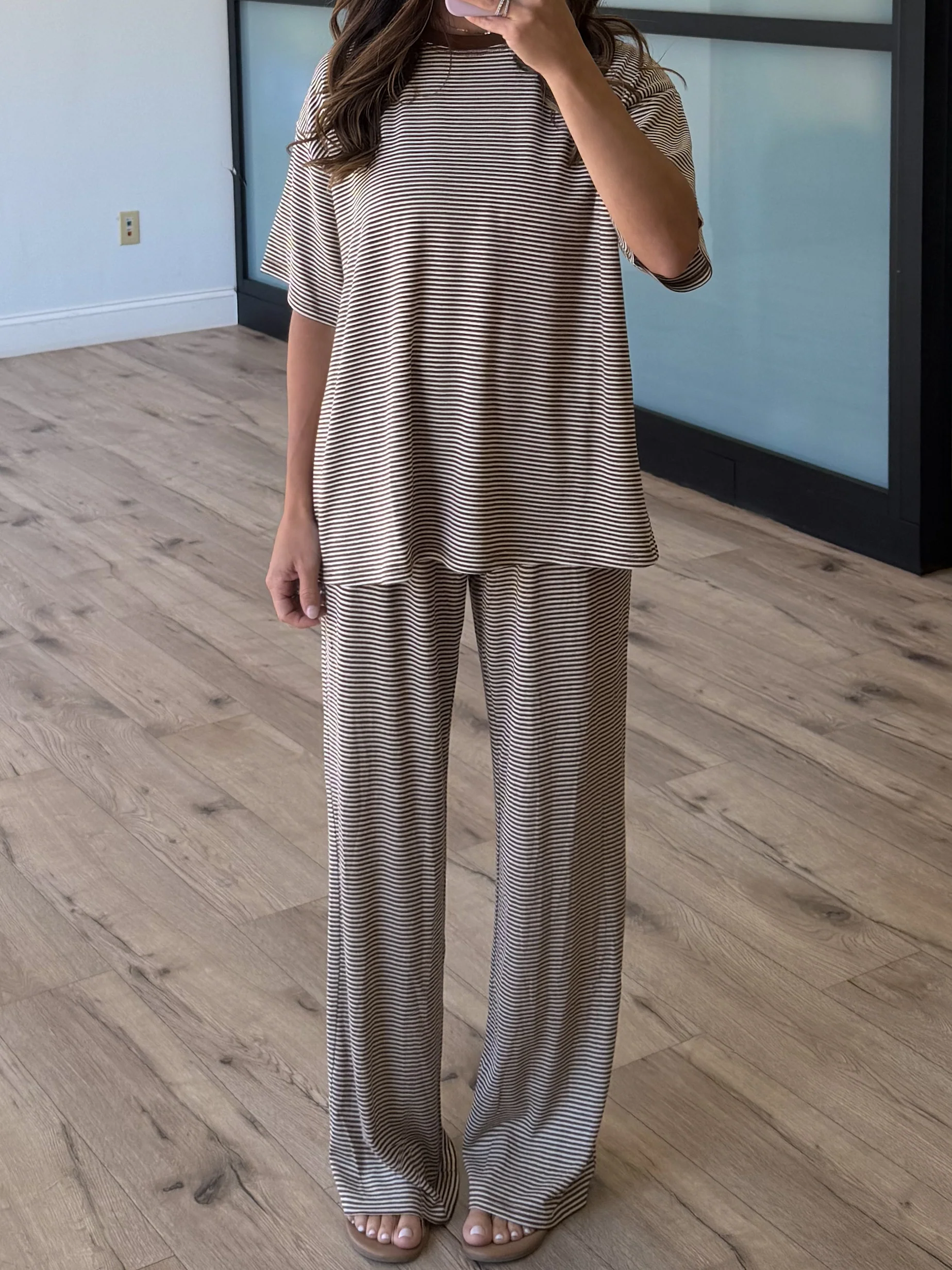 On Repeat Stripe Oversized Tee | Latte - Image 3