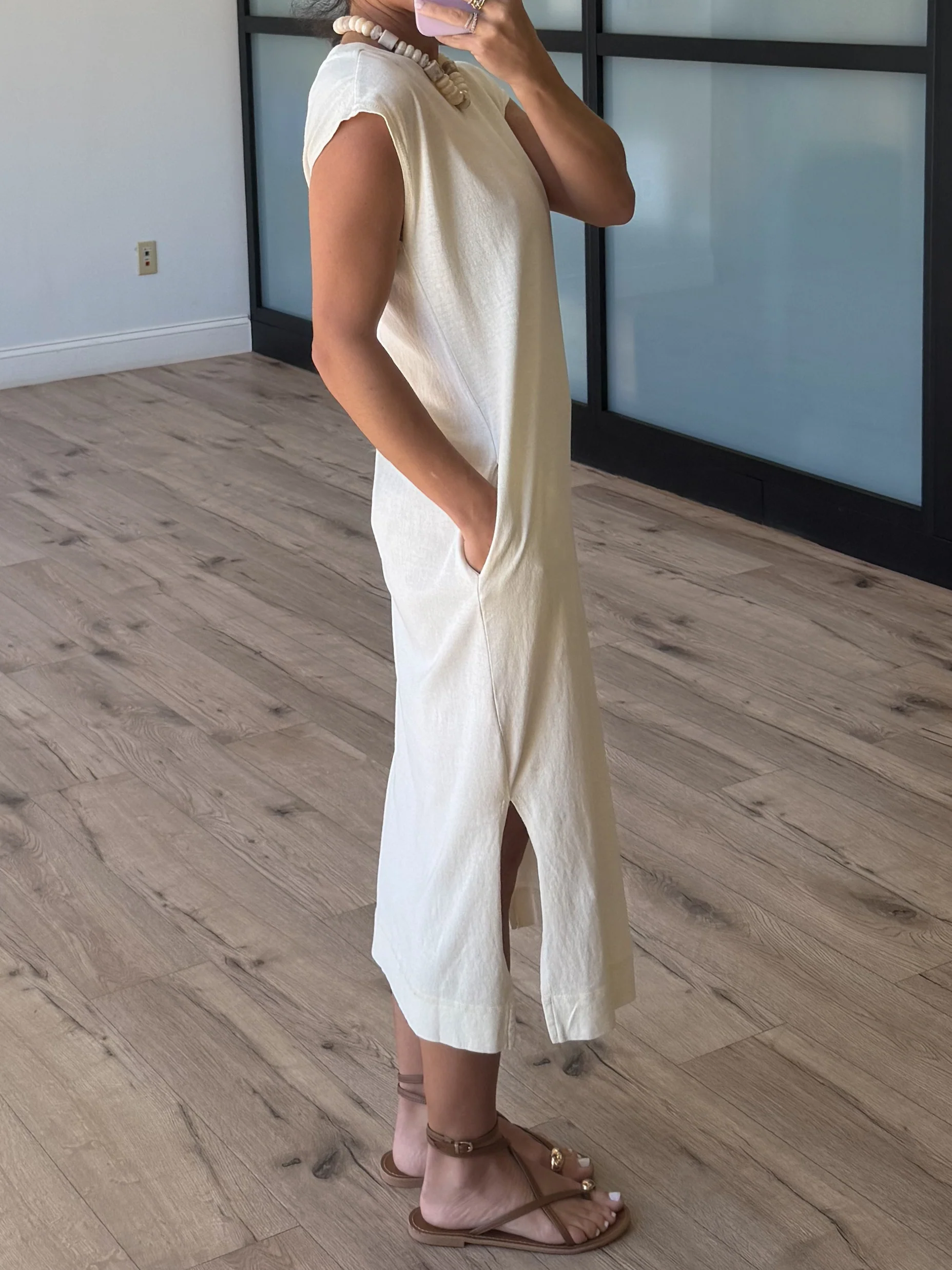 On The Go Midi Dress | Bone - Image 2