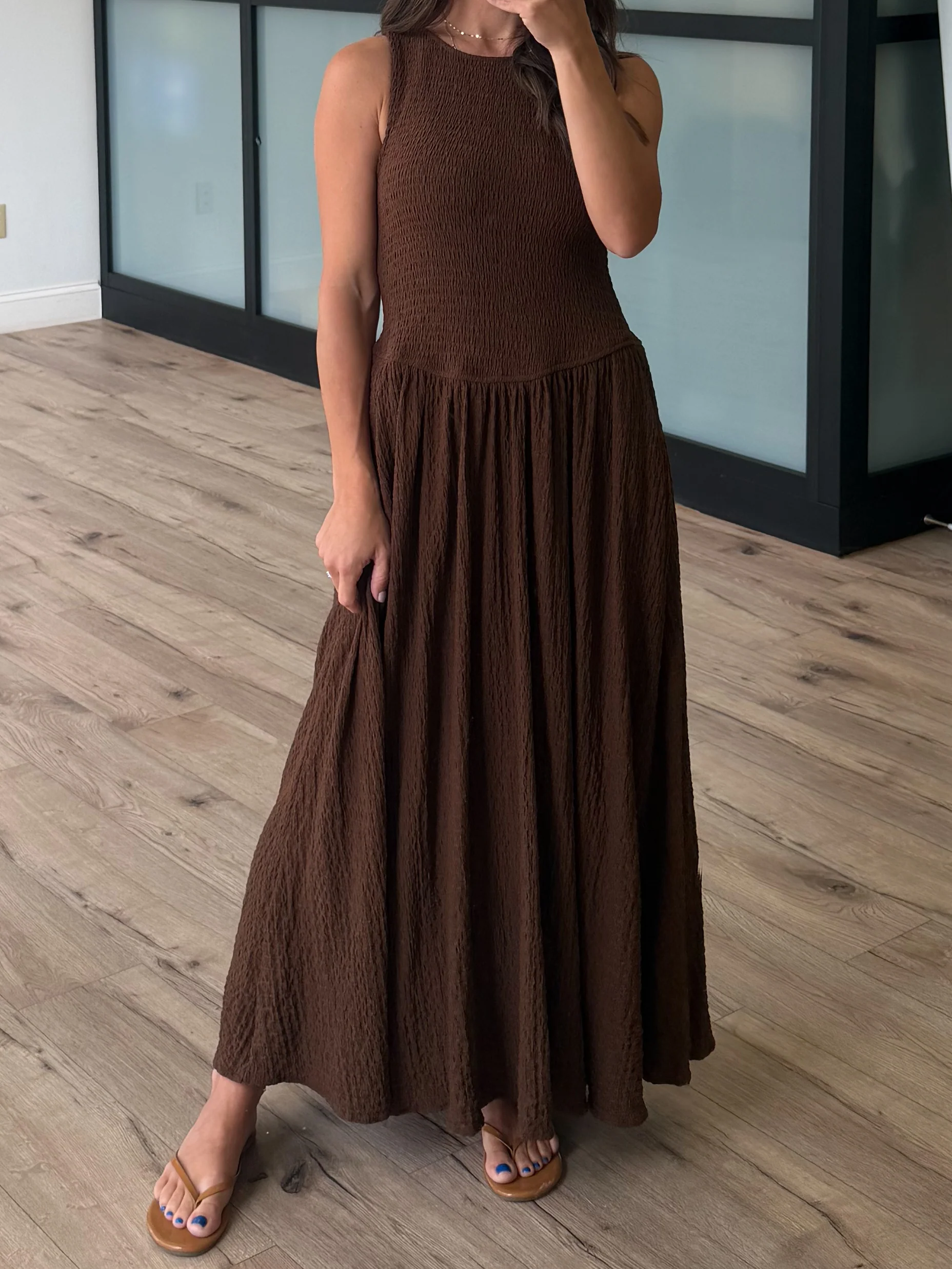 Ophelia Smocked Dress | Espresso - Image 4