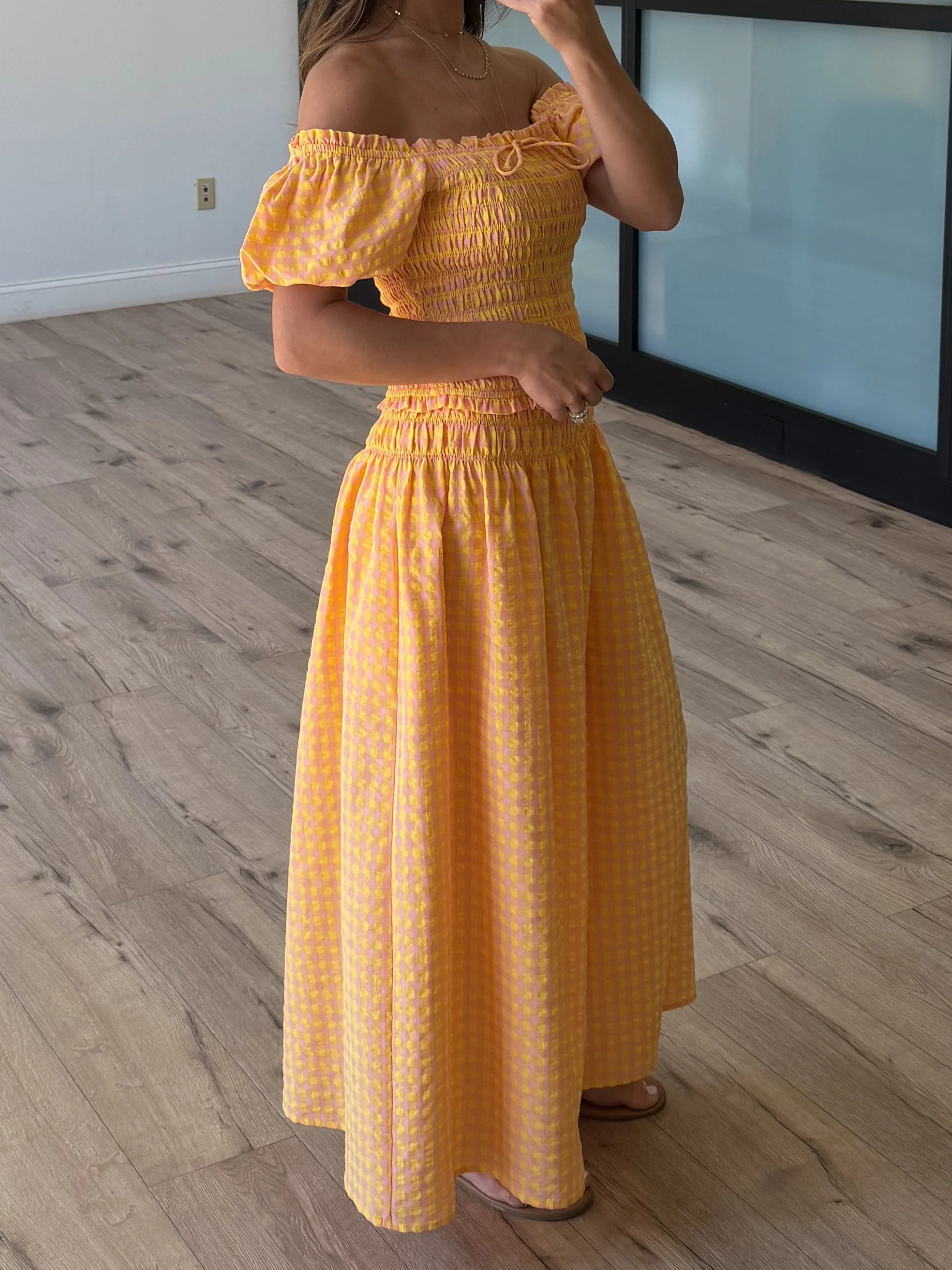 Peach Pie Gingham Smocked Top - Image 3