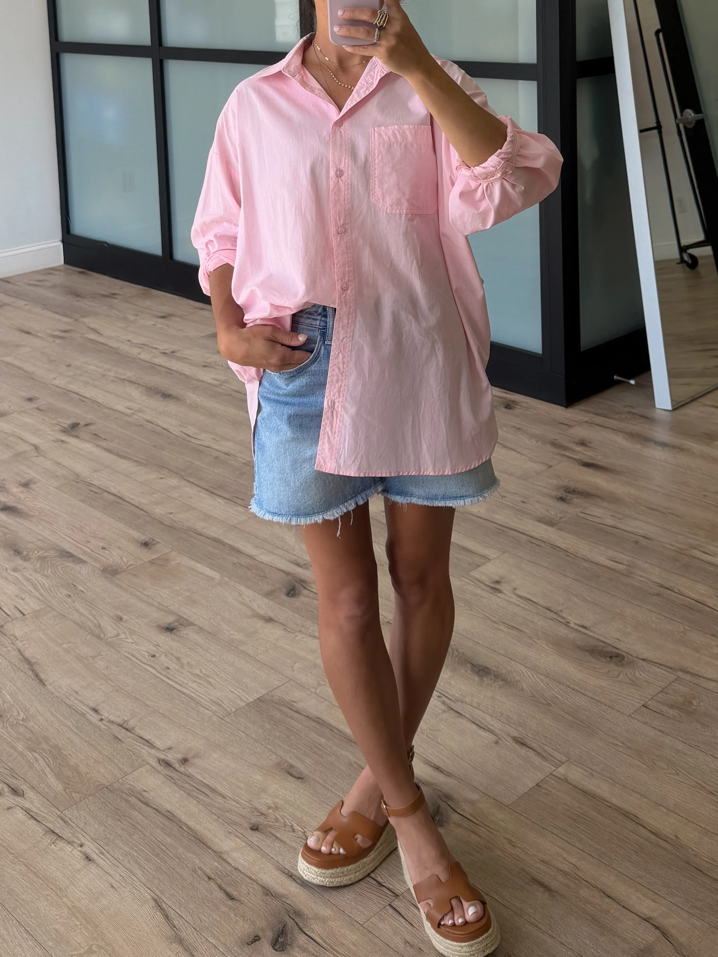 Poplin Cotton Button-Down Shirt | Pale Pink - Image 2