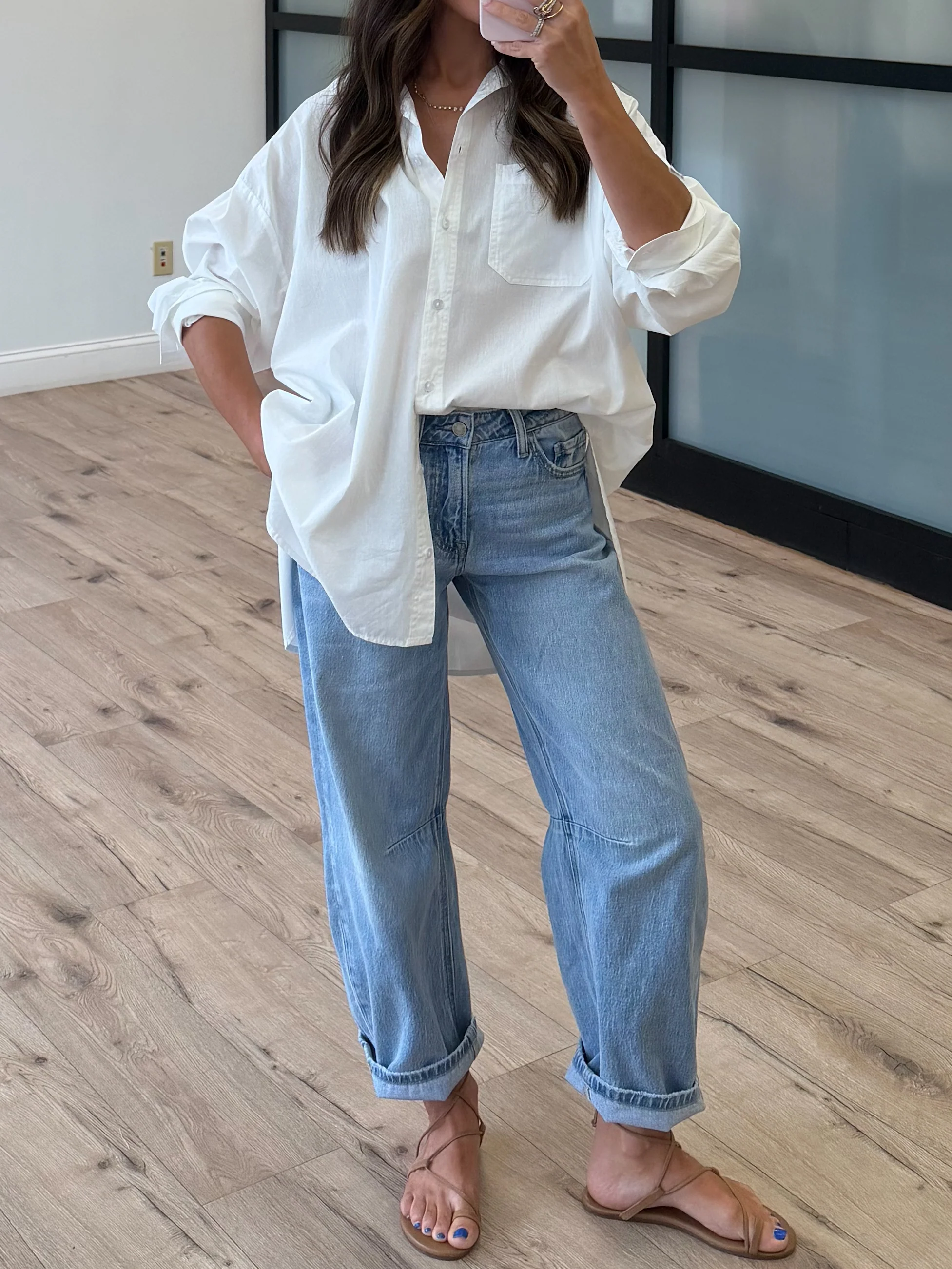 Poplin Cotton Button-Down Shirt | White | RESTOCK - Image 3