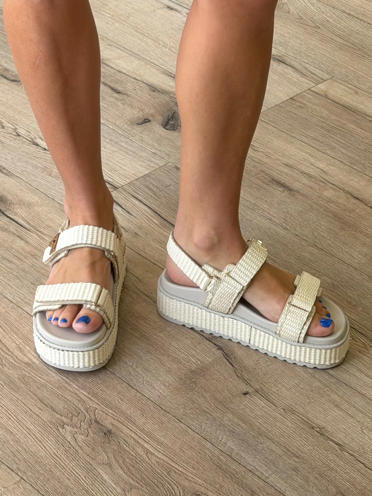 Raffia Slingback Platform Sandals - Image 3