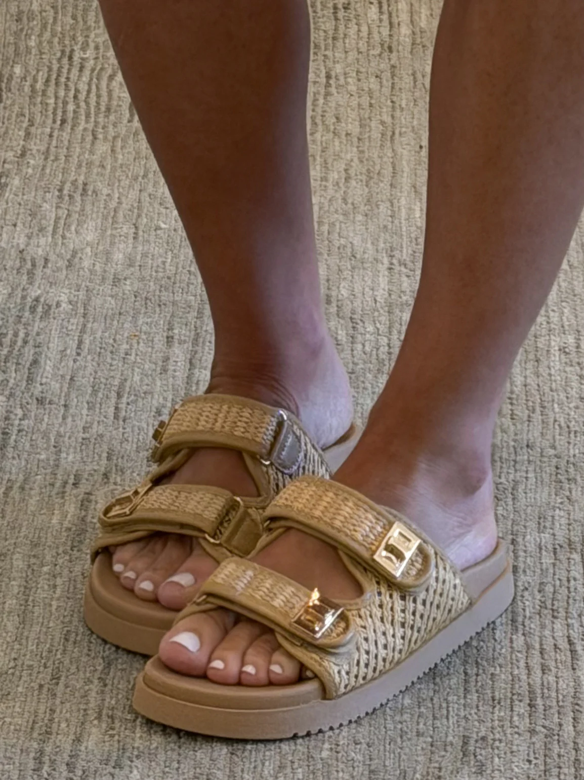 Rio Double Buckle Raffia Sandals | Natural - Image 2