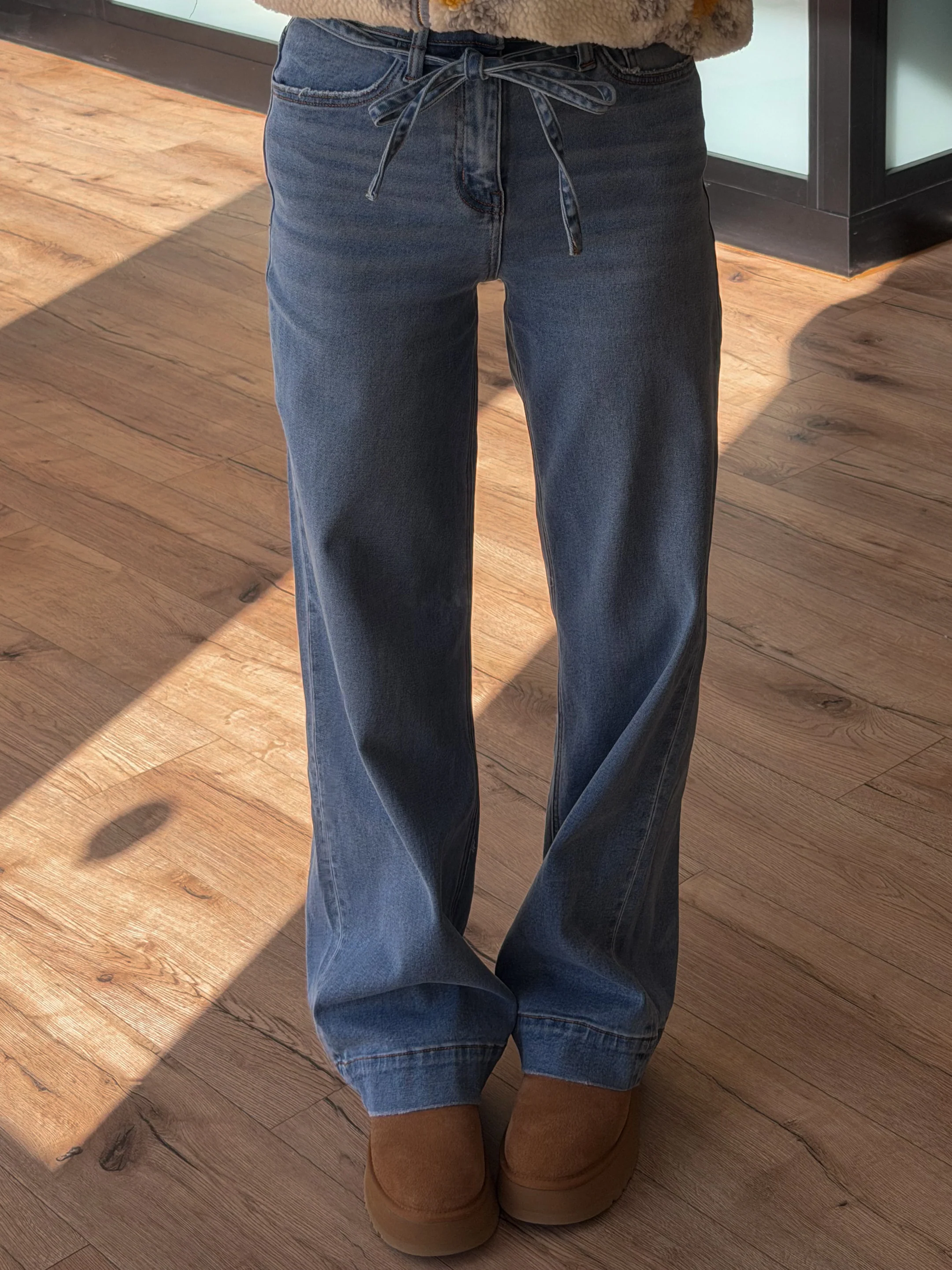Romi Tie Waist Wide-Leg Jeans