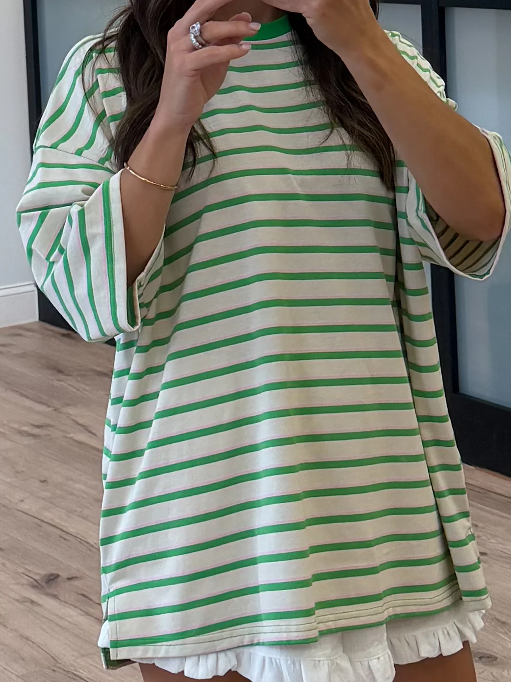 Santos Stripe Boyfriend Tee | Clover - Image 2