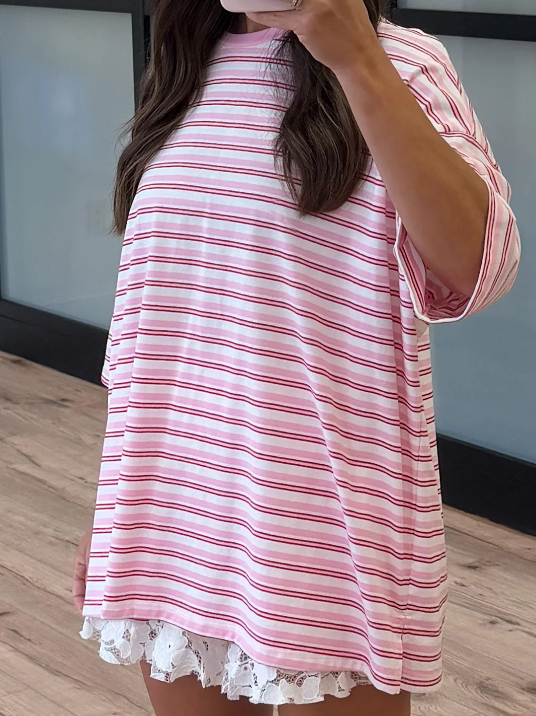 Santos Stripe Boyfriend Tee | Rose Kiss - Image 6