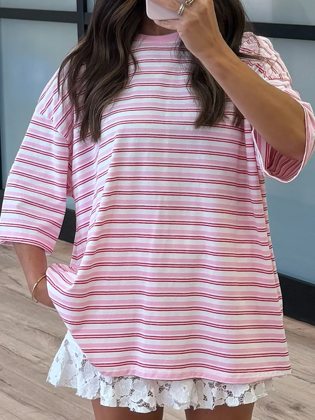 Santos Stripe Boyfriend Tee | Rose Kiss - Image 9