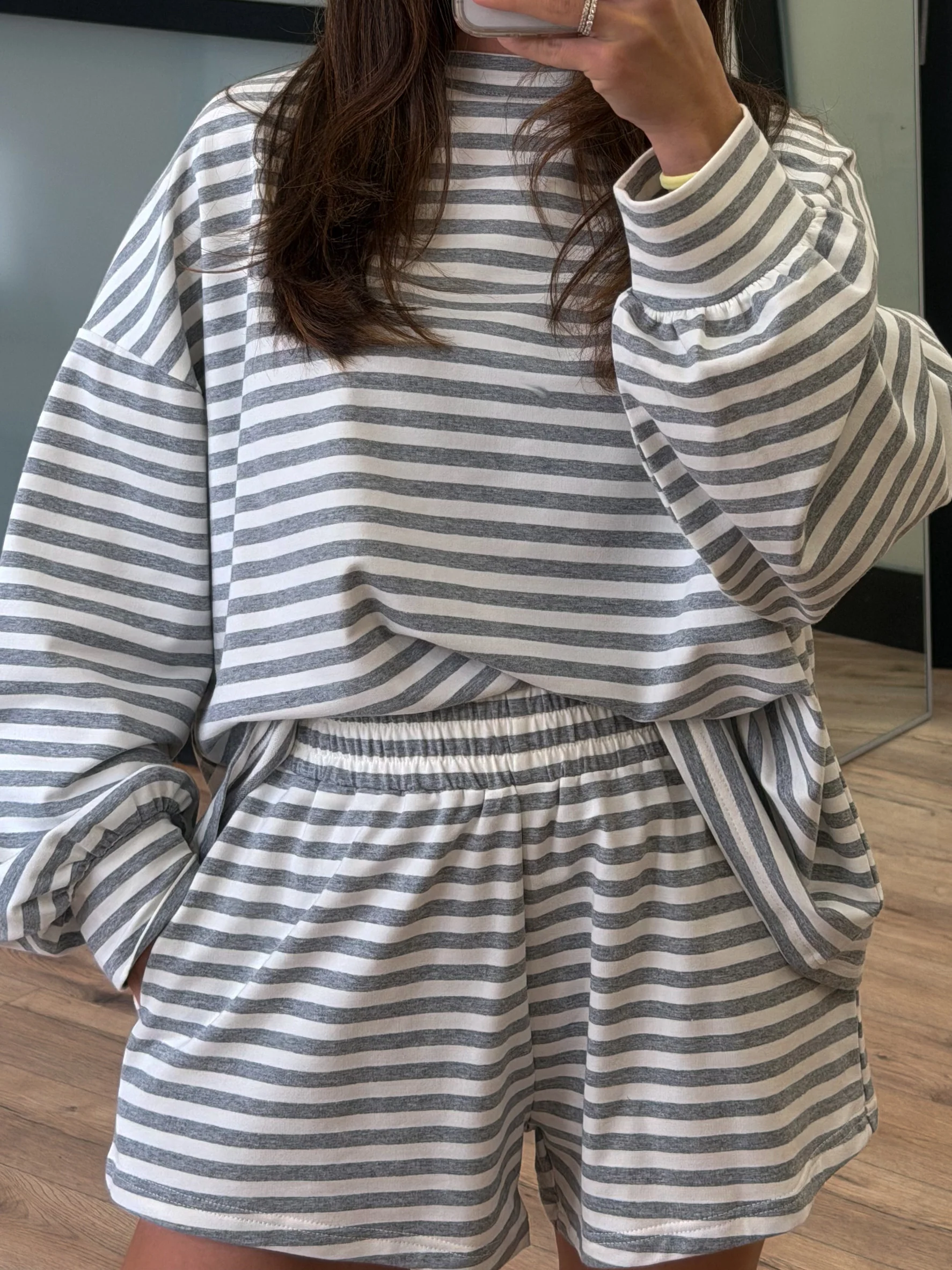 Settle In Stripe Oversized Top | Grey - Image 2