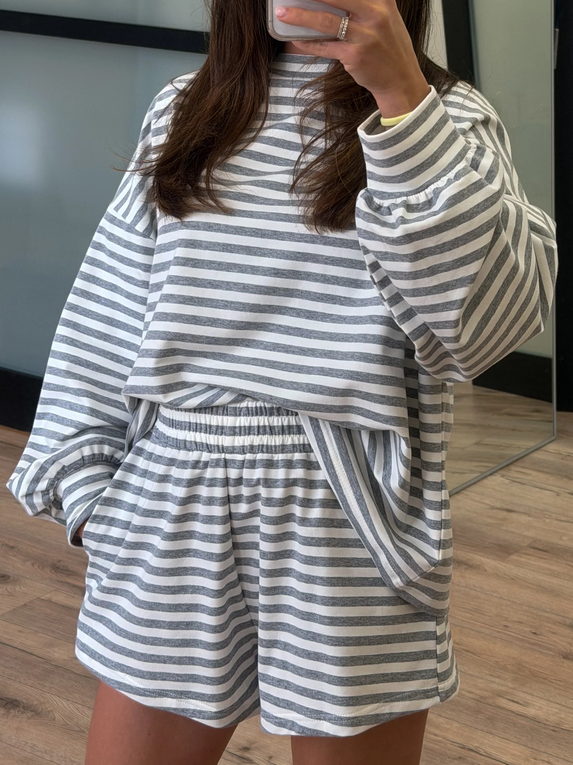 Settle In Stripe Oversized Top | Grey - Image 3