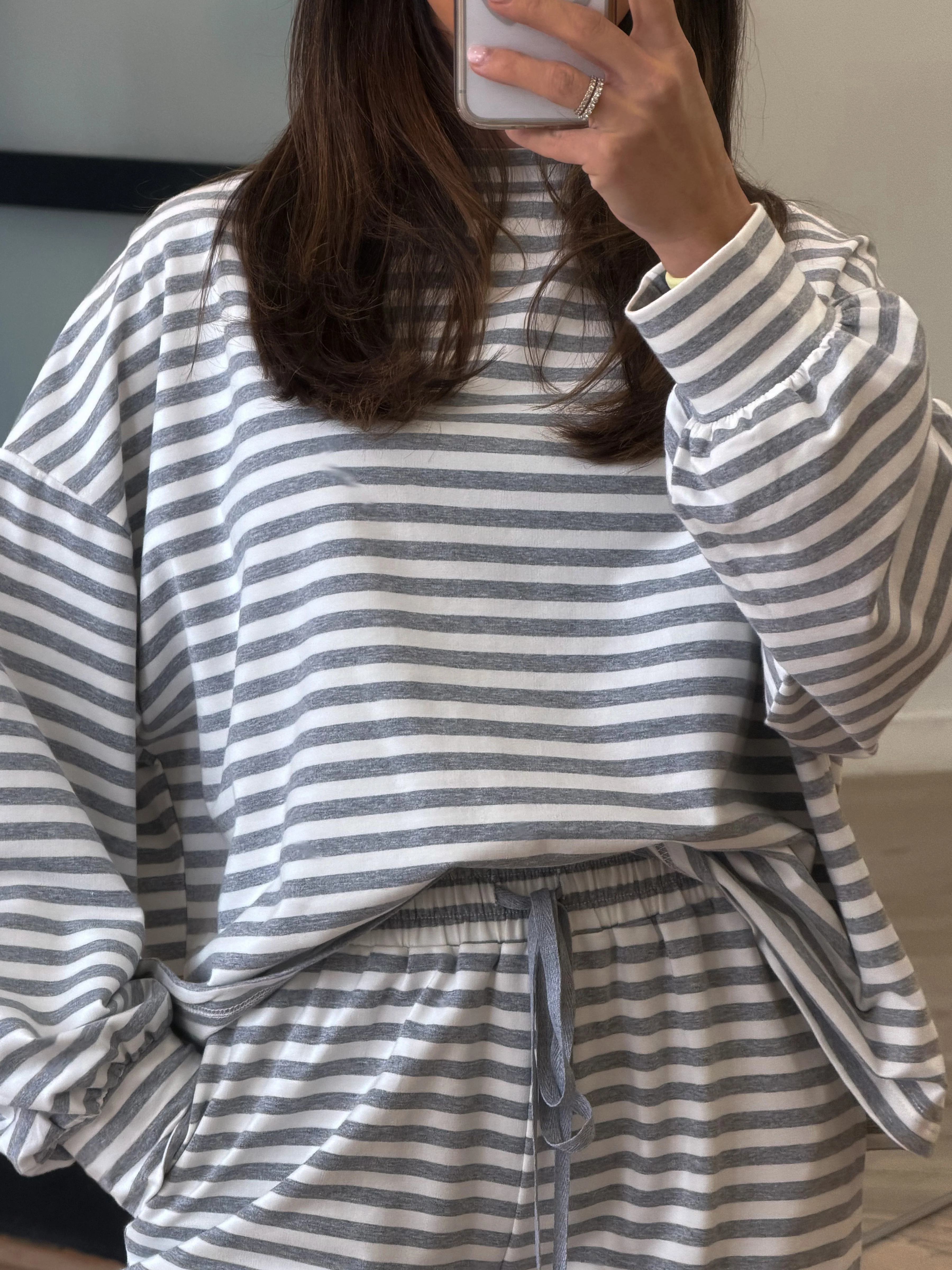 Settle In Stripe Oversized Top | Grey - Image 4