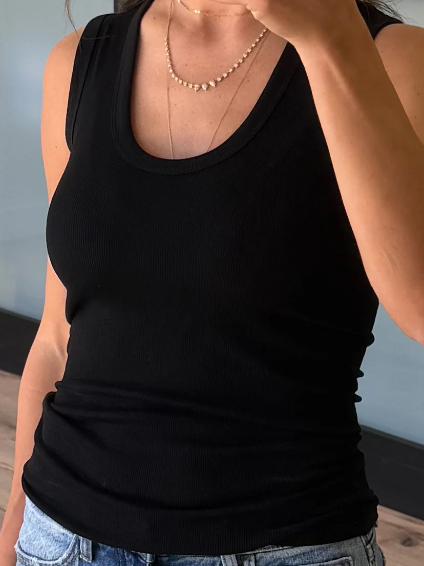 Standard Scoop Ribbed Tank | Black - Image 2