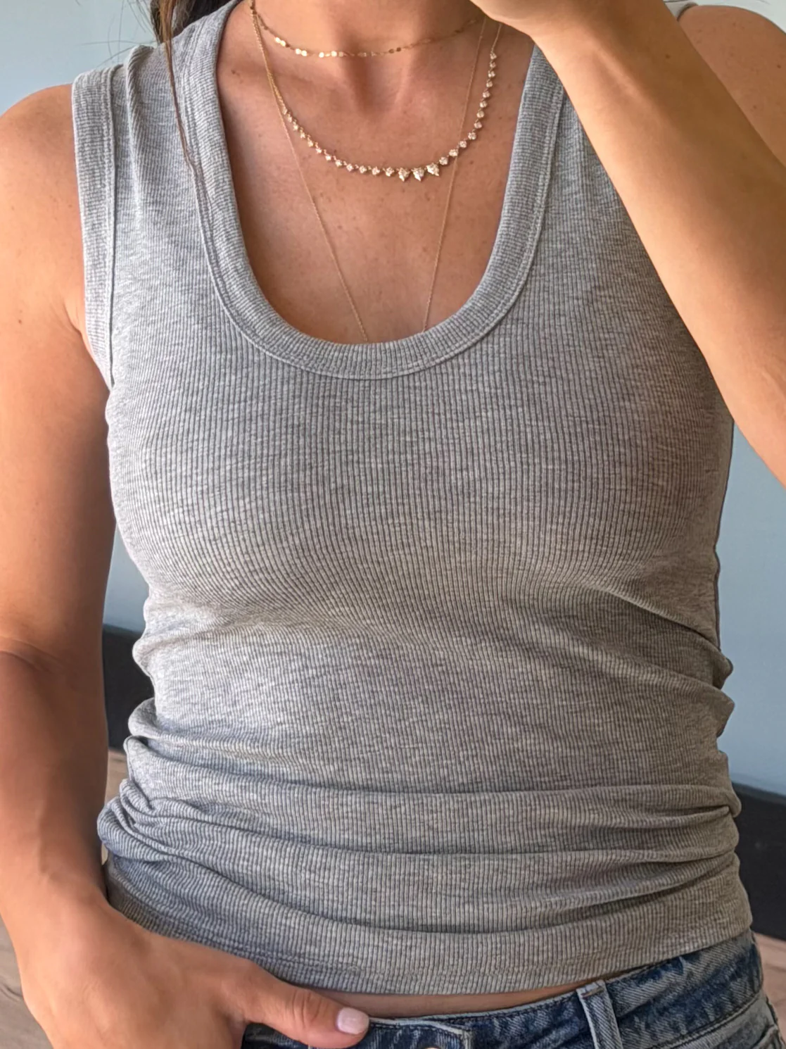 Standard Scoop Ribbed Tank | Grey - Image 2