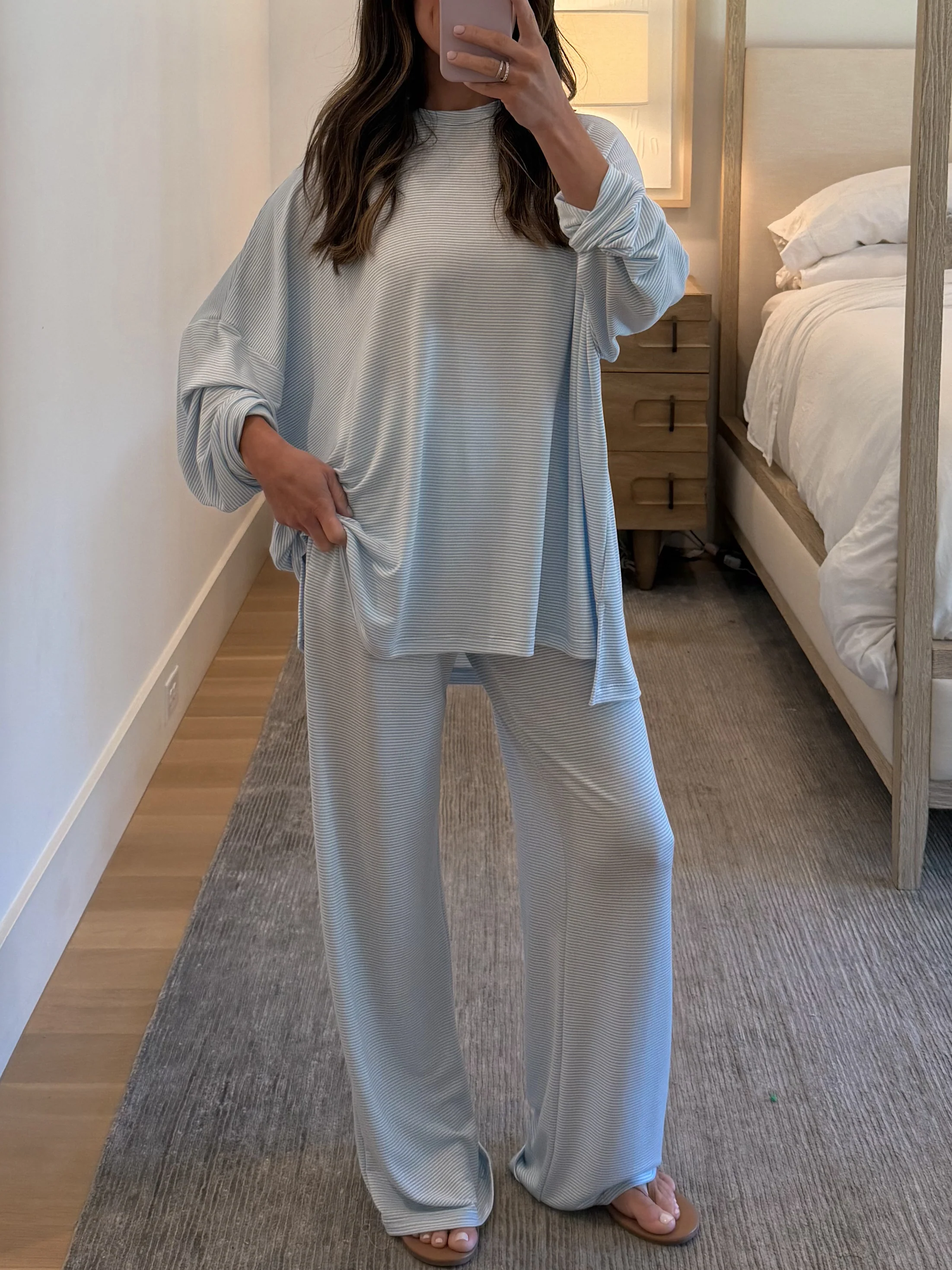 Sunday Soft Stripe Set | Baby Blue | +Plus Available