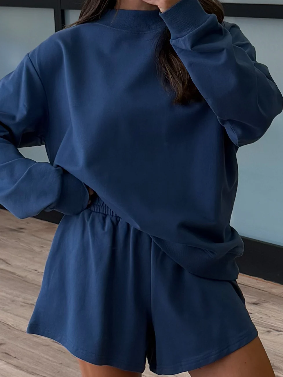 Vex Mock Neck Sweatshirt | Navy - Image 3