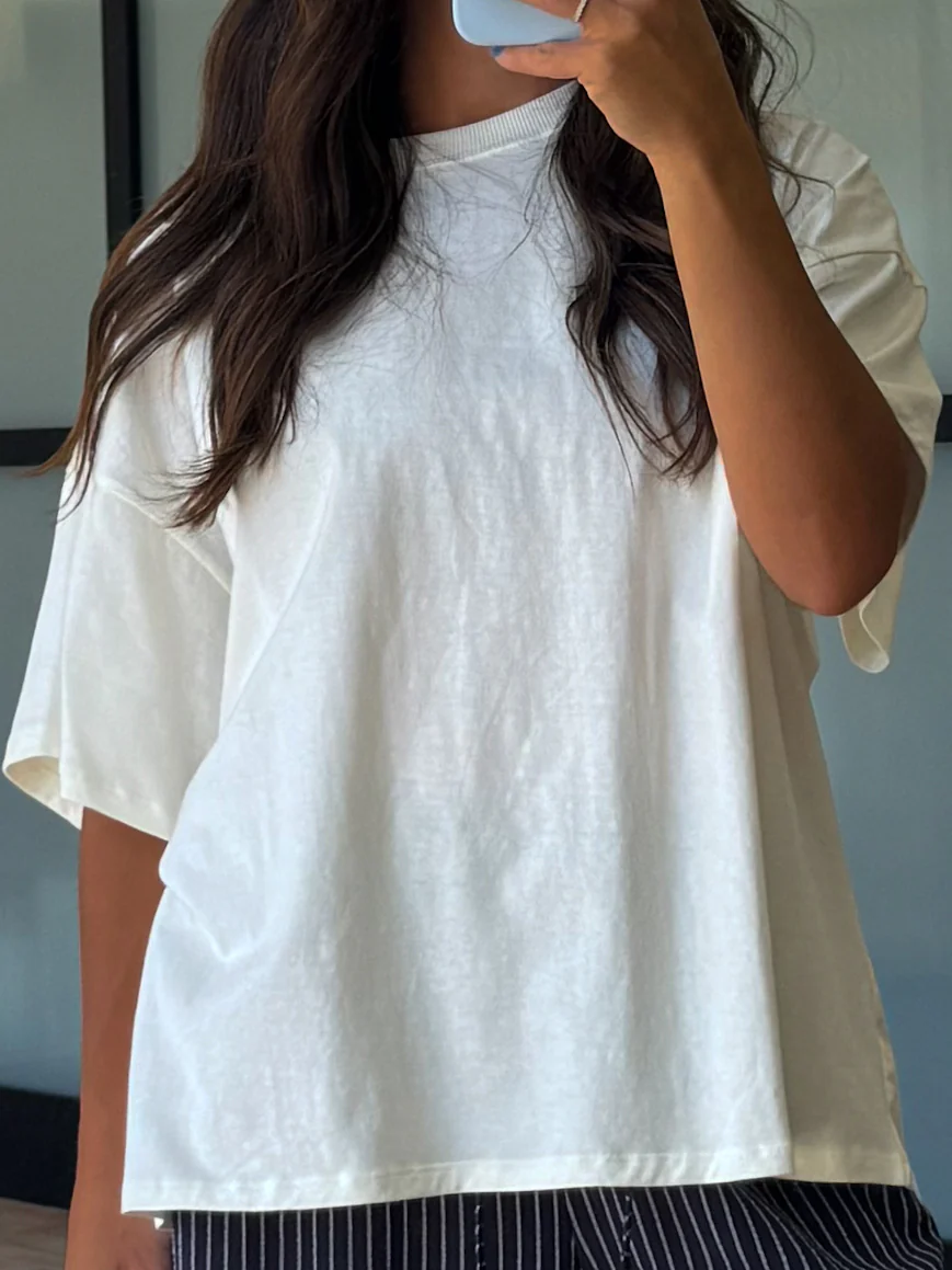 Westport Oversized Tee | Cream | RESTOCK - Image 10