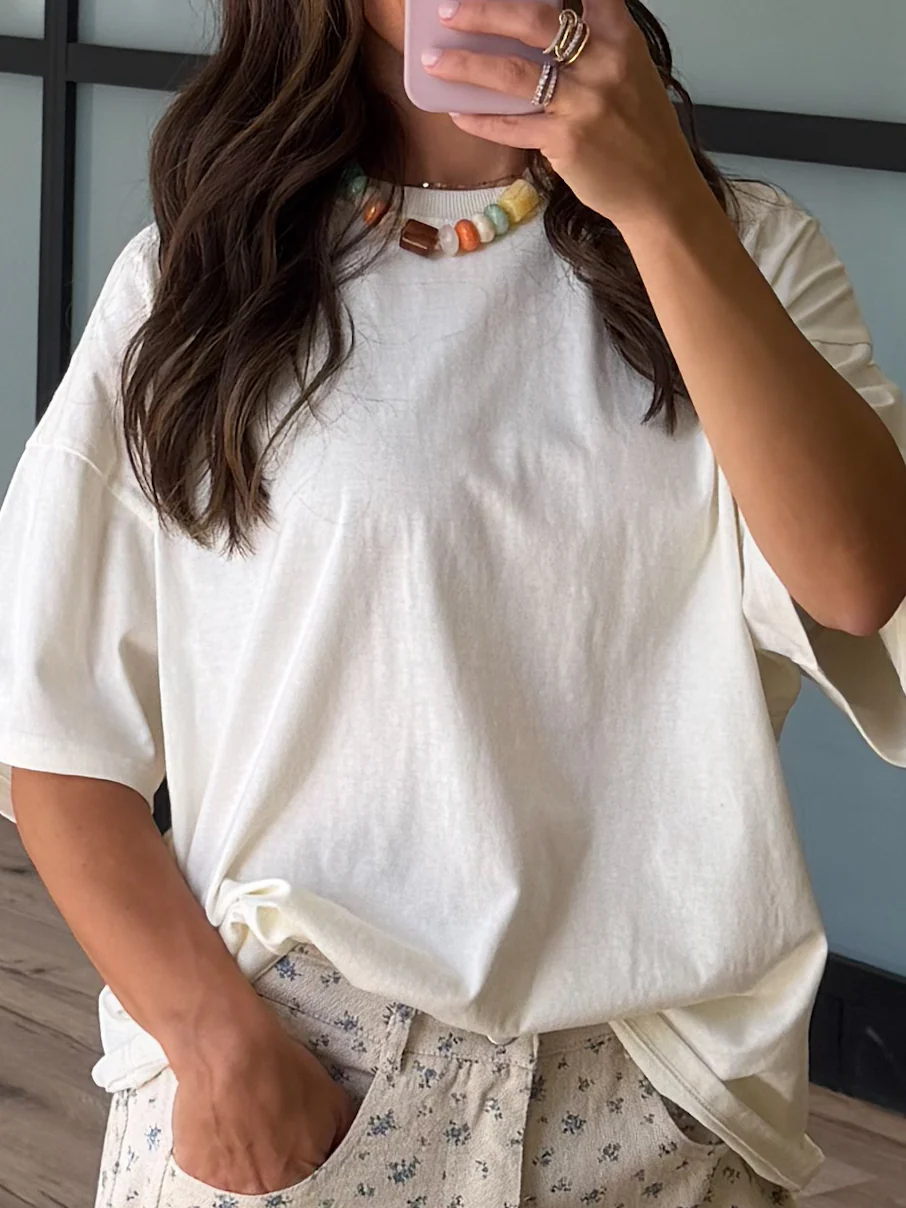 Westport Oversized Tee | Cream | RESTOCK - Image 11