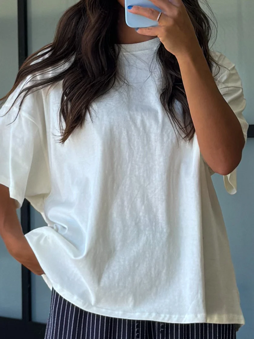 Westport Oversized Tee | Cream | RESTOCK - Image 4